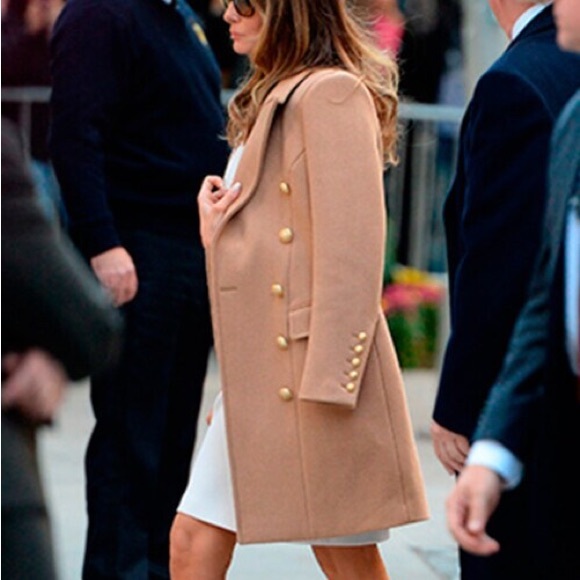 Jackets & Blazers - Wool Blend Camel Double-Breasted Pea Coat